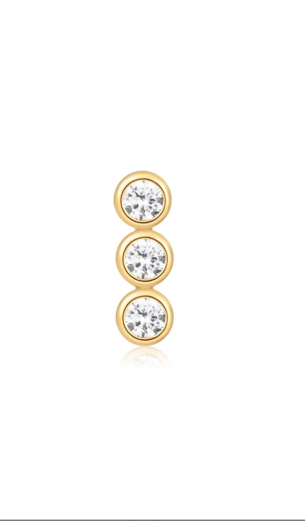 Triple Stone Bezel Barbell Single Earring