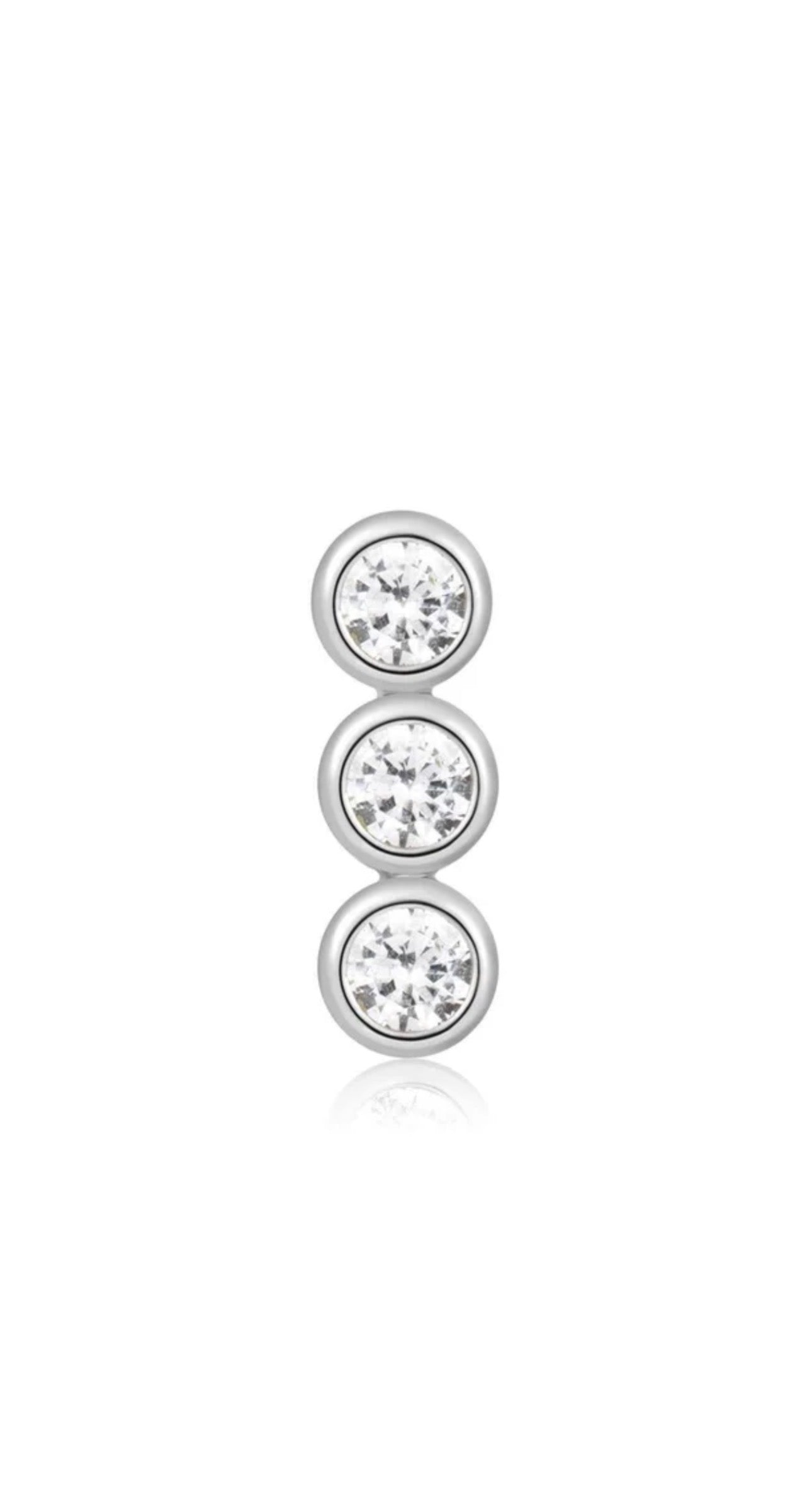 Triple Stone Bezel Barbell Single Earring