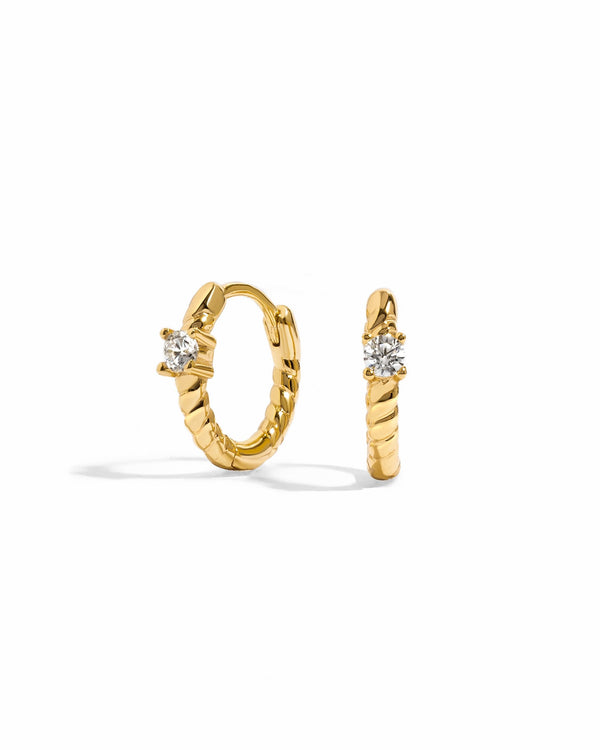 SPIRAL HUGGIE HOOPS