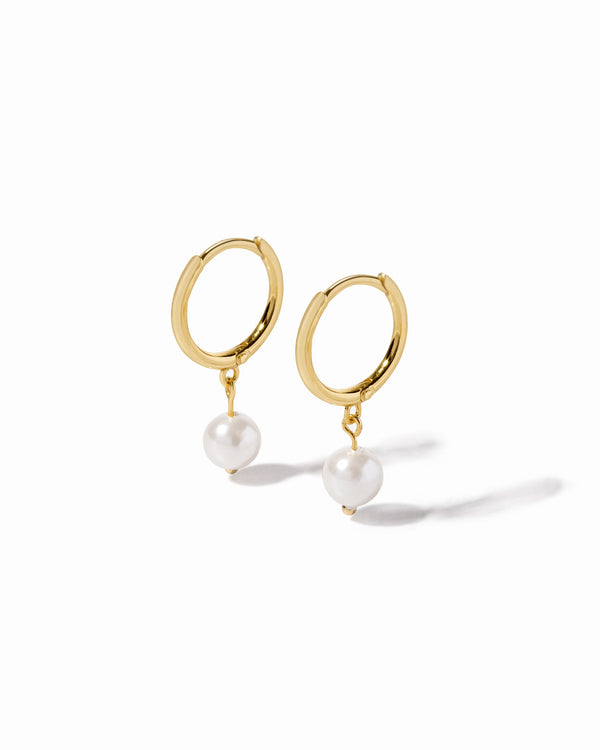 DAINTY PEARL CHARM HOOPS