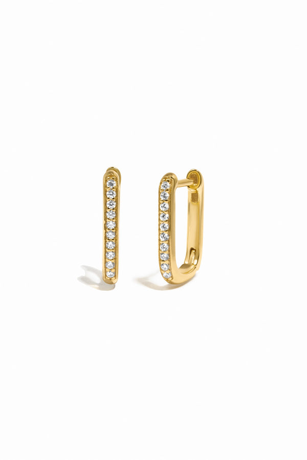 PAVÉ SQUARE HUGGIE HOOPS