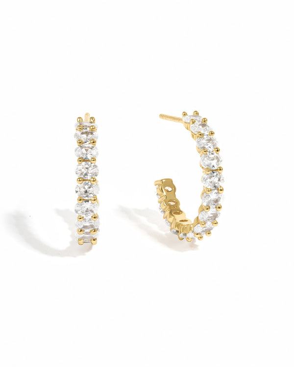 OVAL STUDDED HOOP EARRINGS