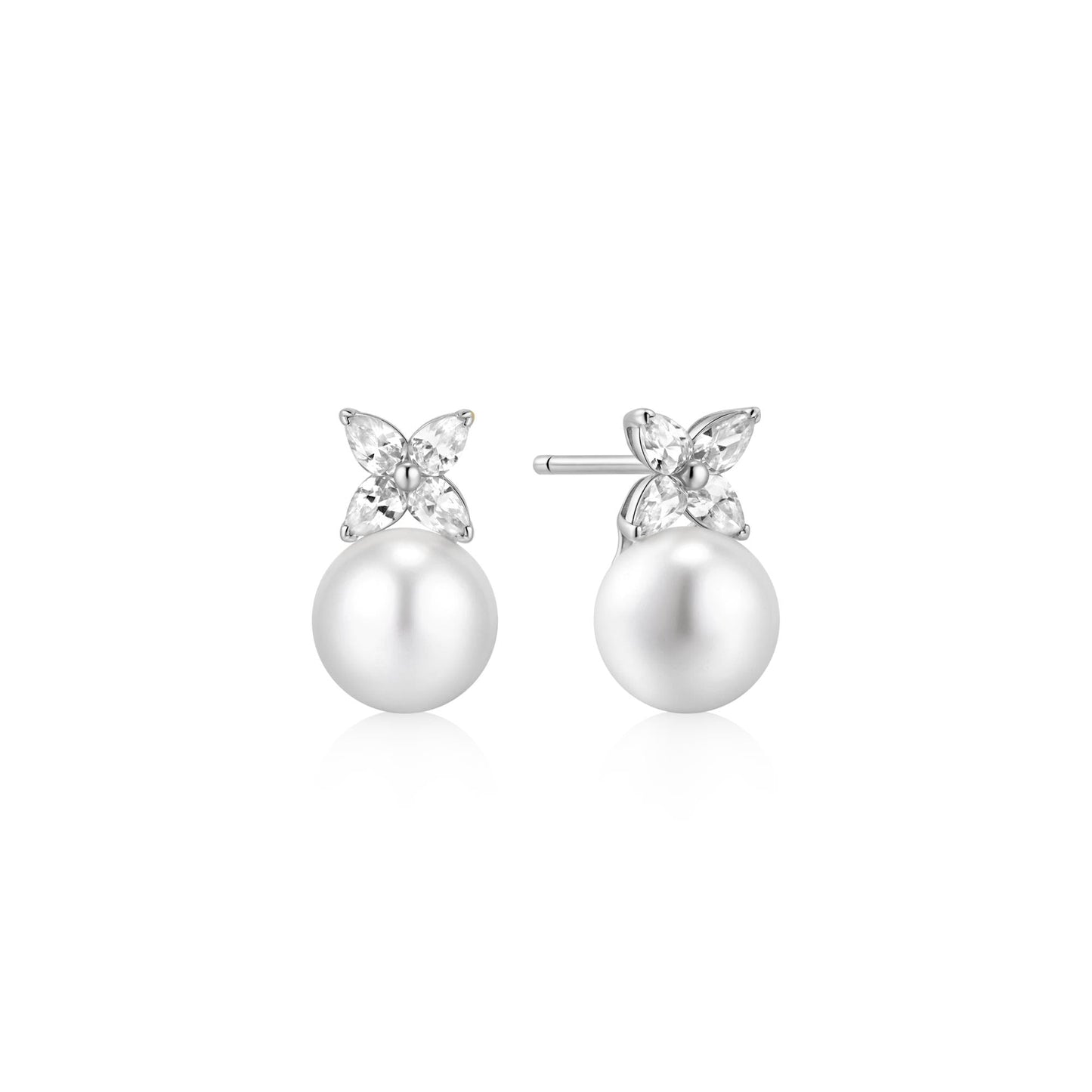 Shell Pearl & Lucky Clover Stud Earrings
