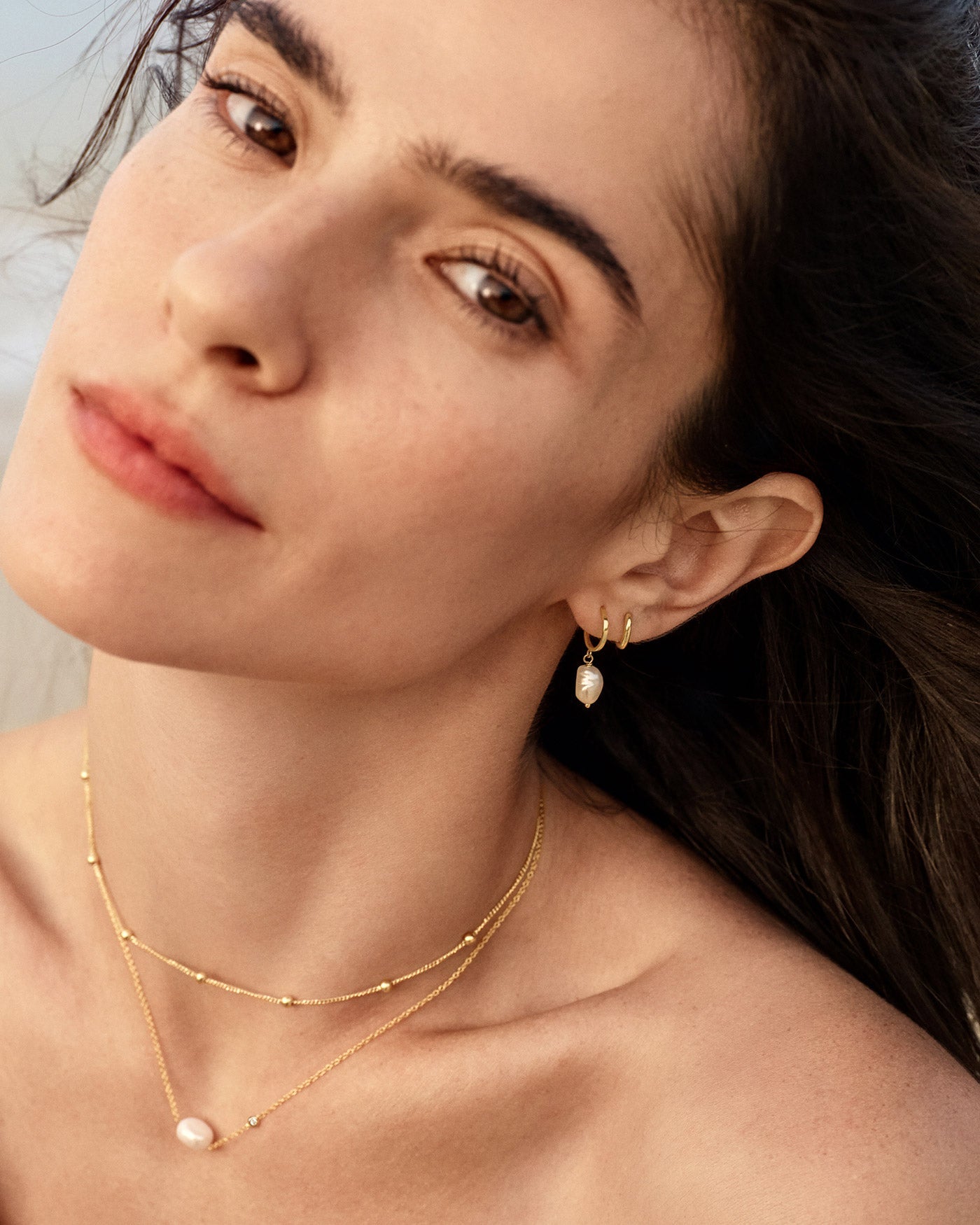 Pearl Mini Hoop Earrings