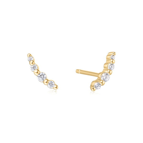 Bezel Beaded Stone Stud Earrings