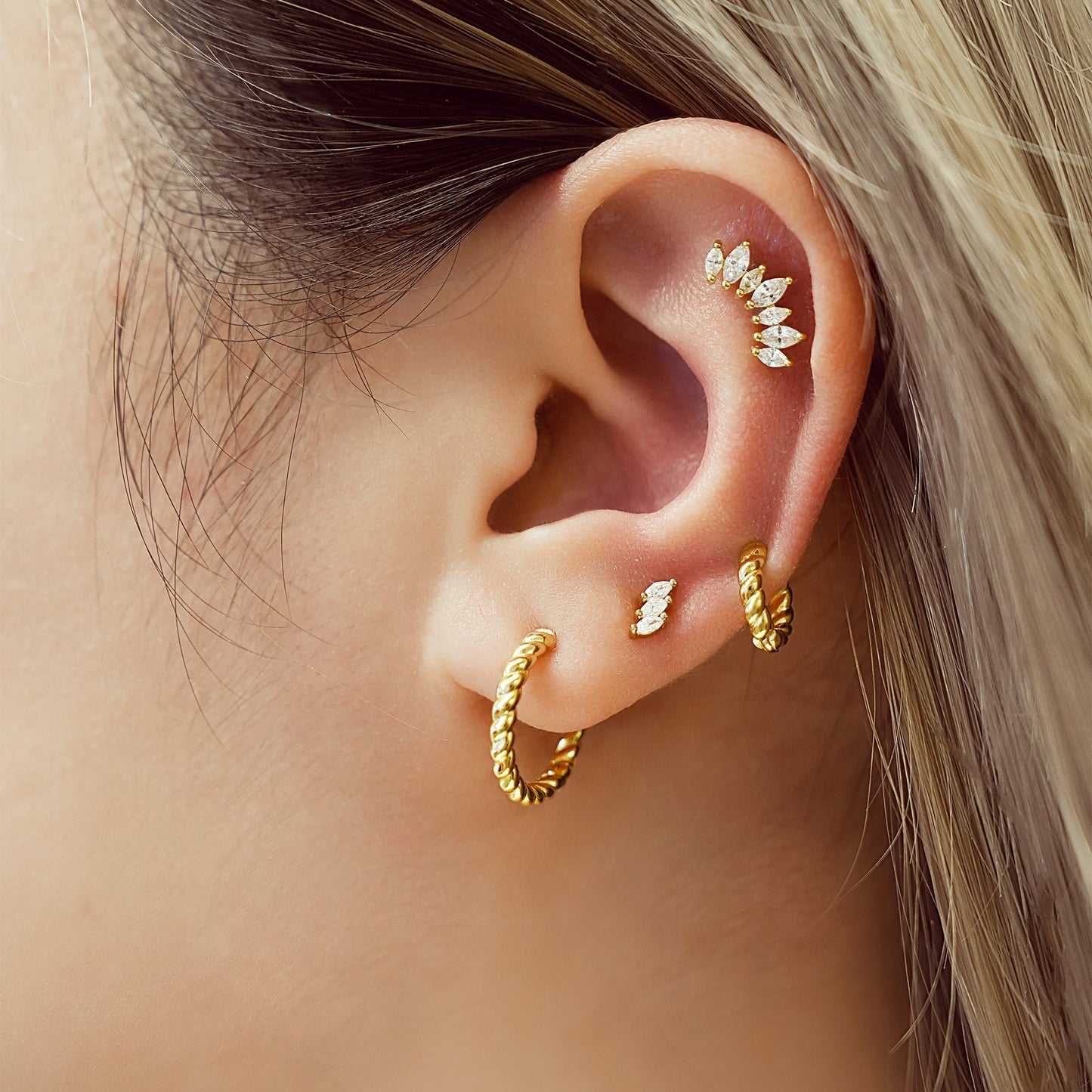 Triple Marquise Stud Earrings