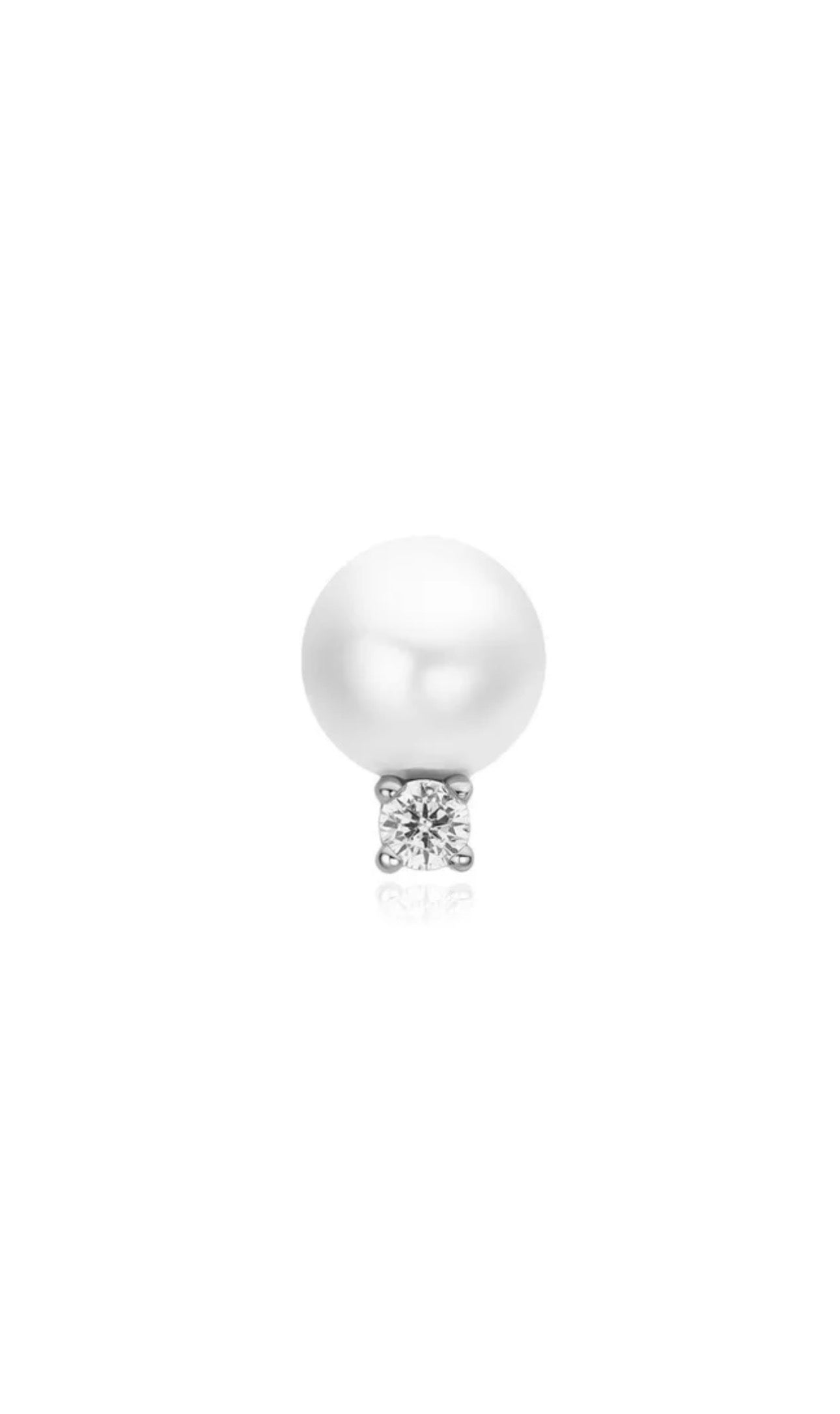 Pearl with Sparkling Accent Barbell Single Earring