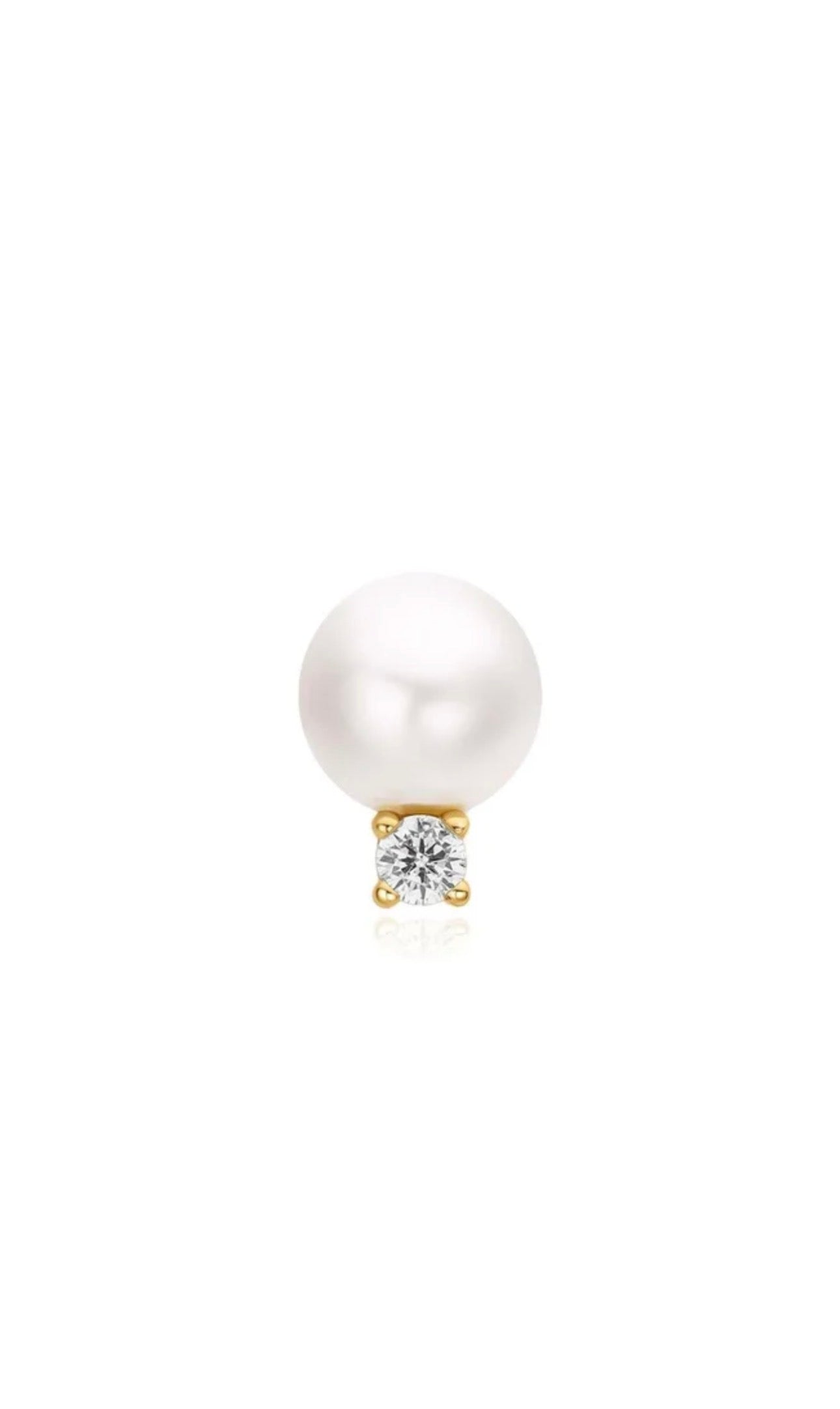 Pearl with Sparkling Accent Barbell Single Earring