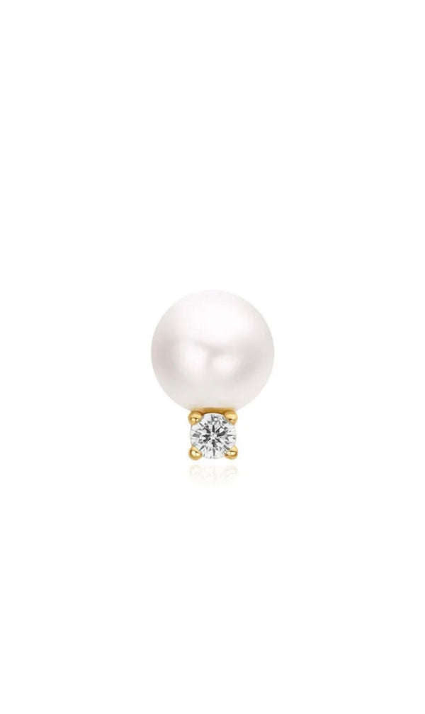 Pearl with Sparkling Accent Barbell Single Earring