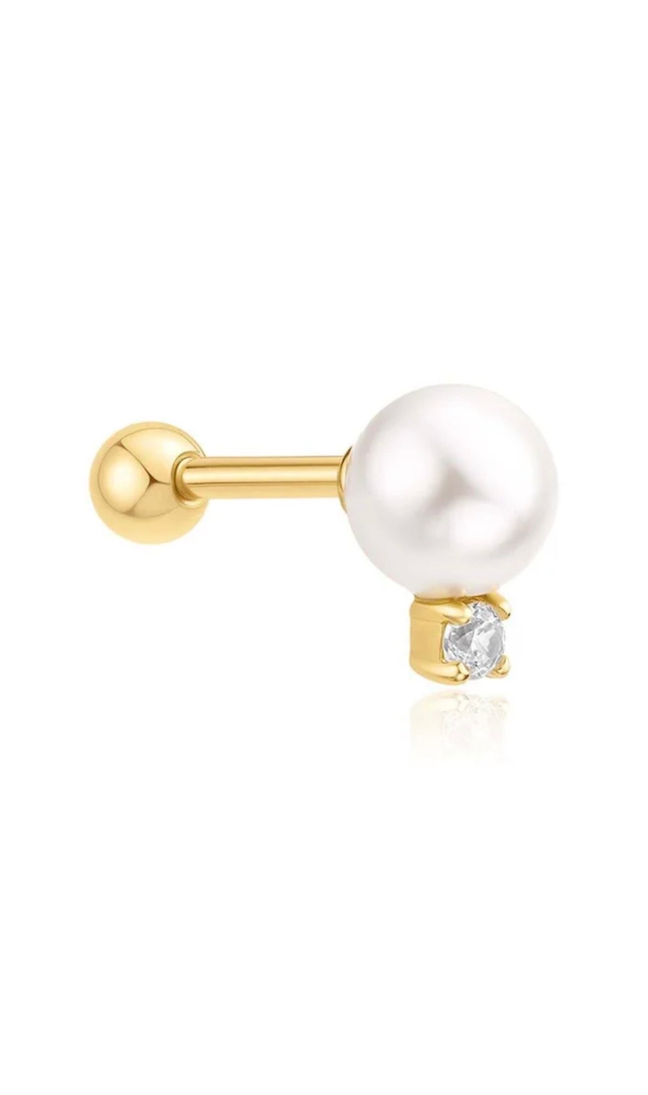 Pearl with Sparkling Accent Barbell Single Earring