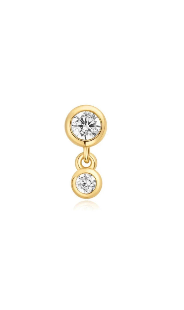 Bezel Dangle Barbell Single Earring