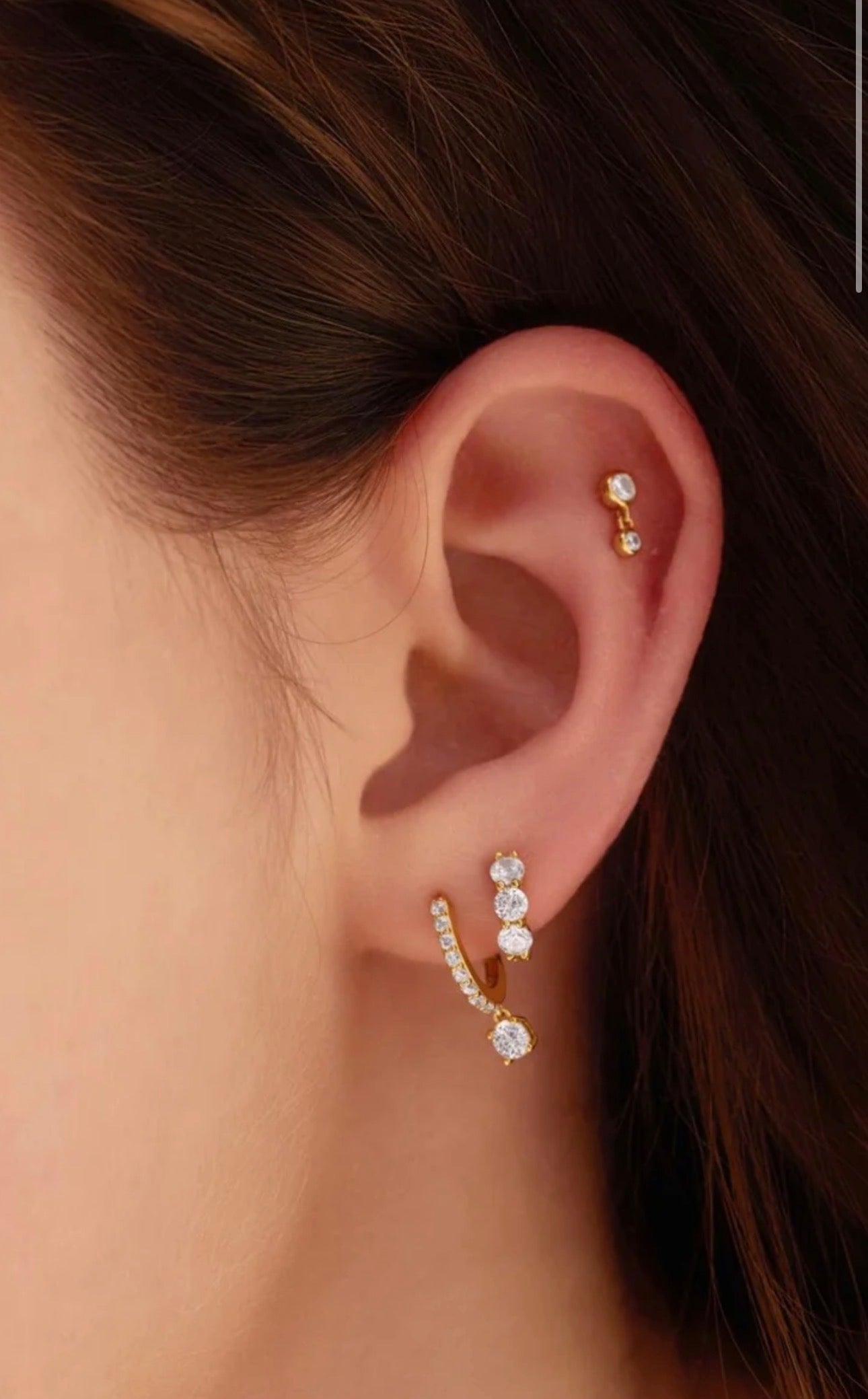 Bezel Dangle Barbell Single Earring