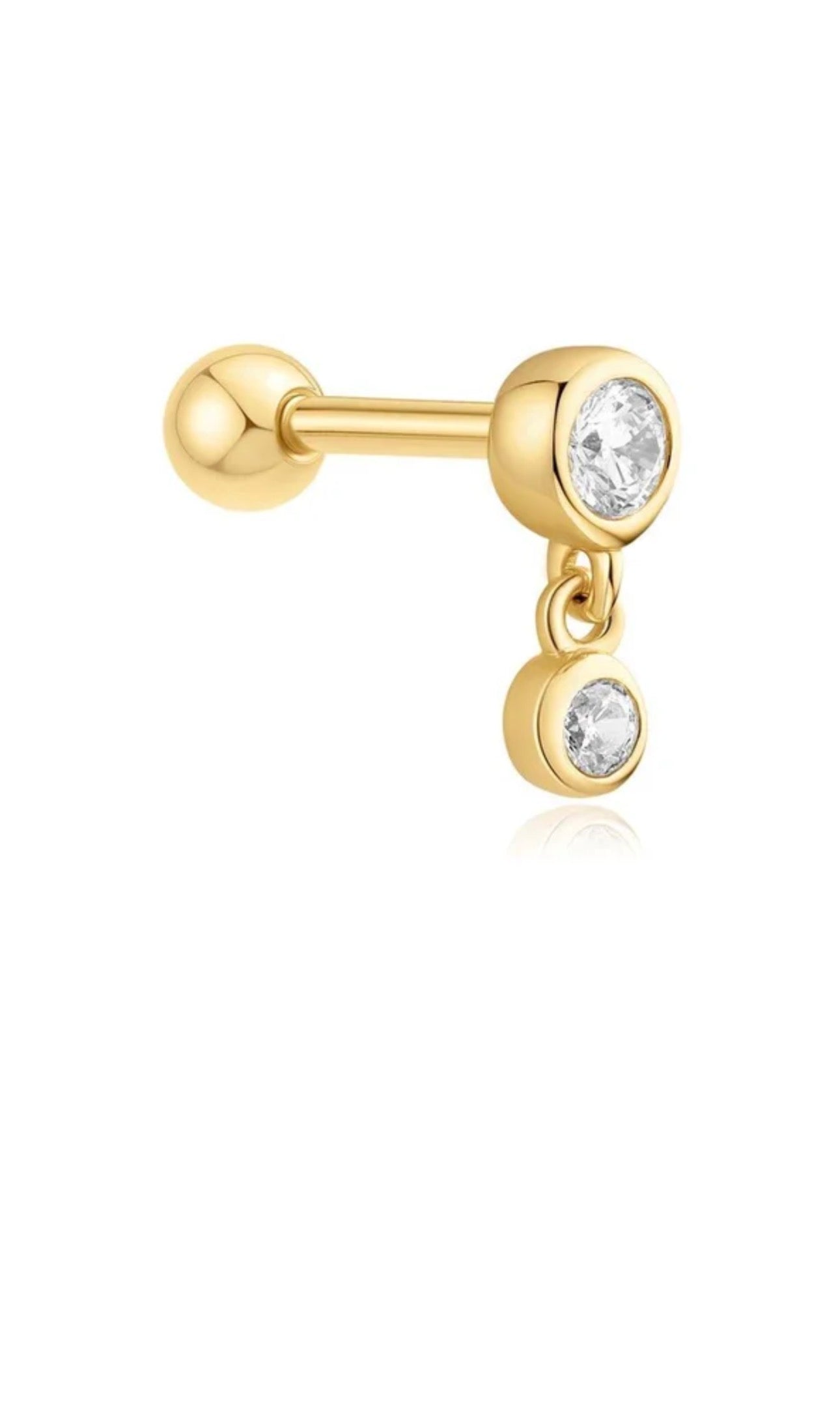 Bezel Dangle Barbell Single Earring