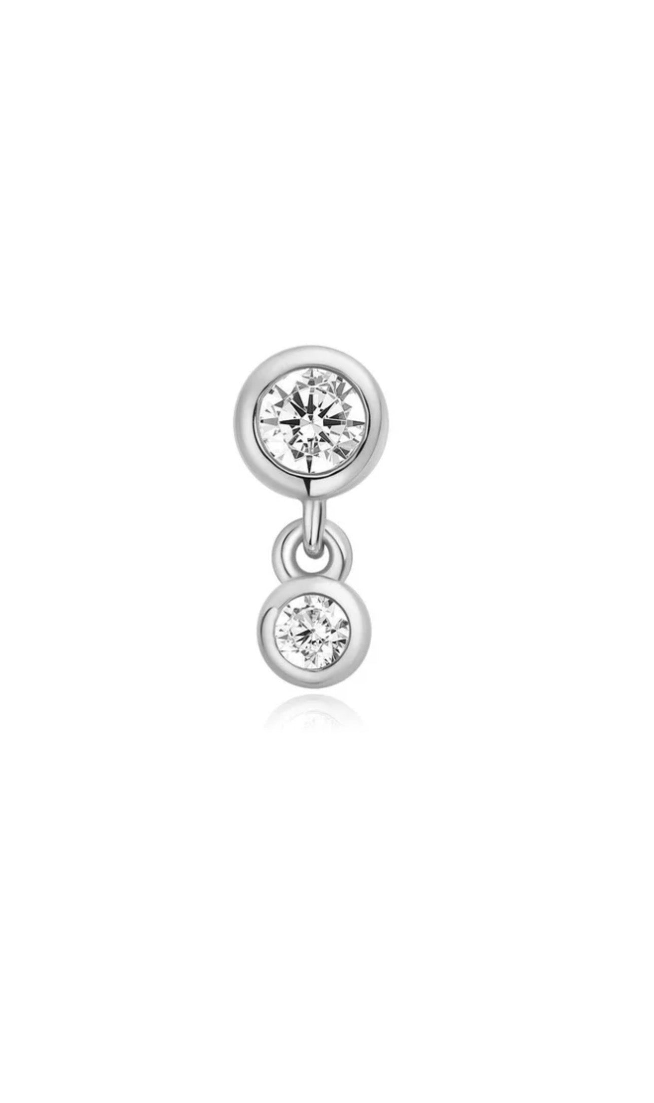 Bezel Dangle Barbell Single Earring
