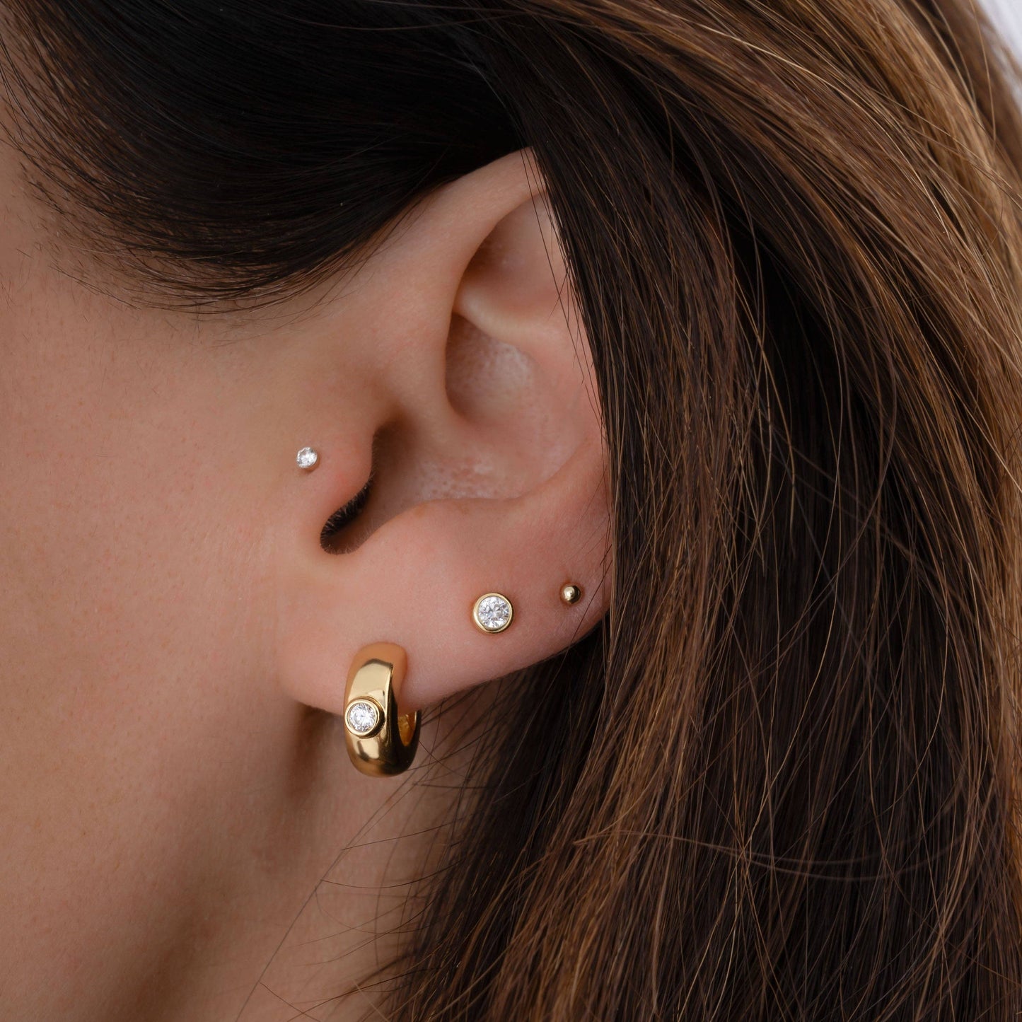 Bezeled Chunky Hoop Earrings
