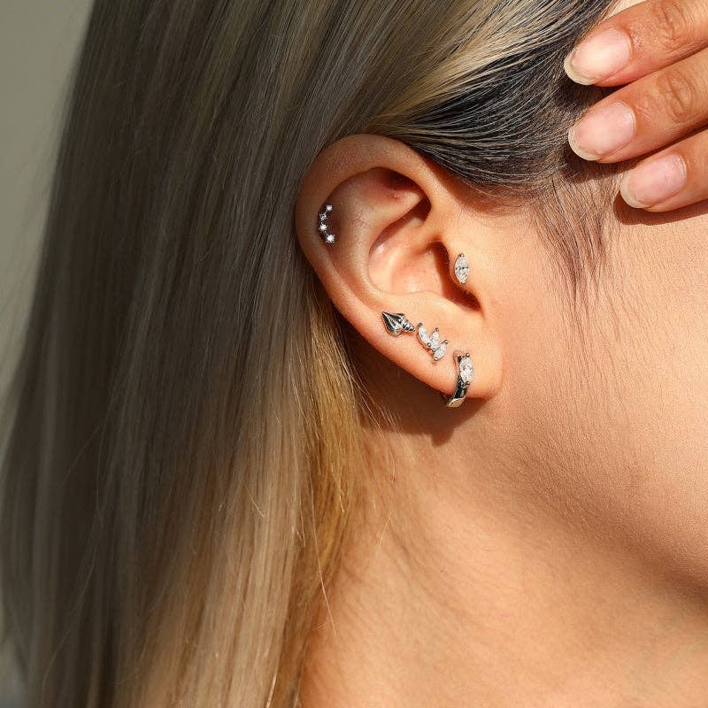 Marquise Moissanite Stud Earrings in 925 Sterling Silver