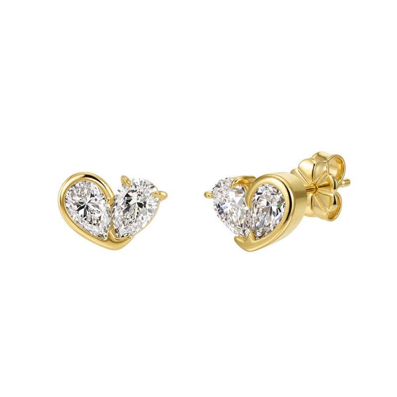 Pear Cut Moissanite Heart Earrings in 925 Sterling Silver