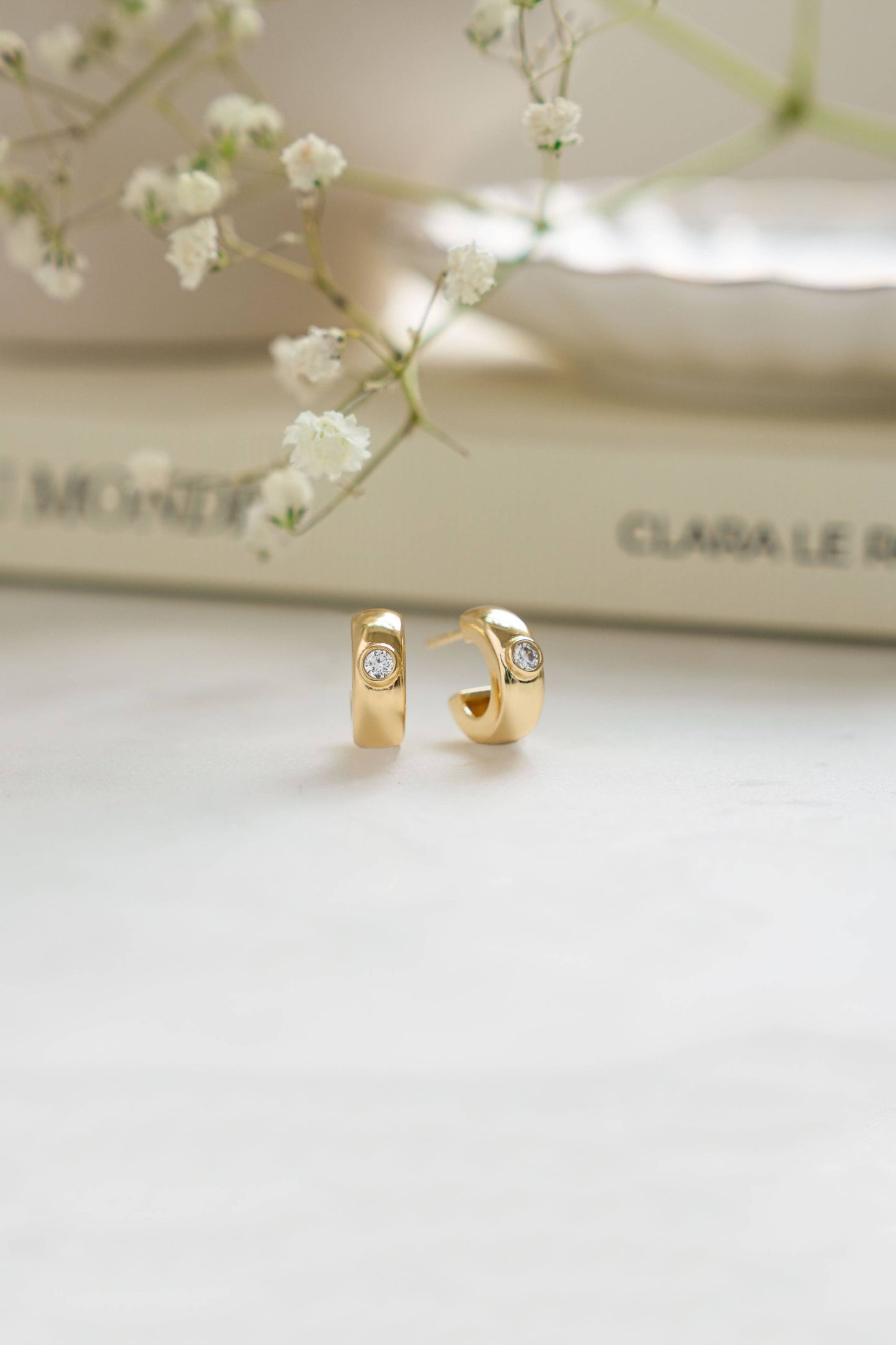Bezeled Chunky Hoop Earrings