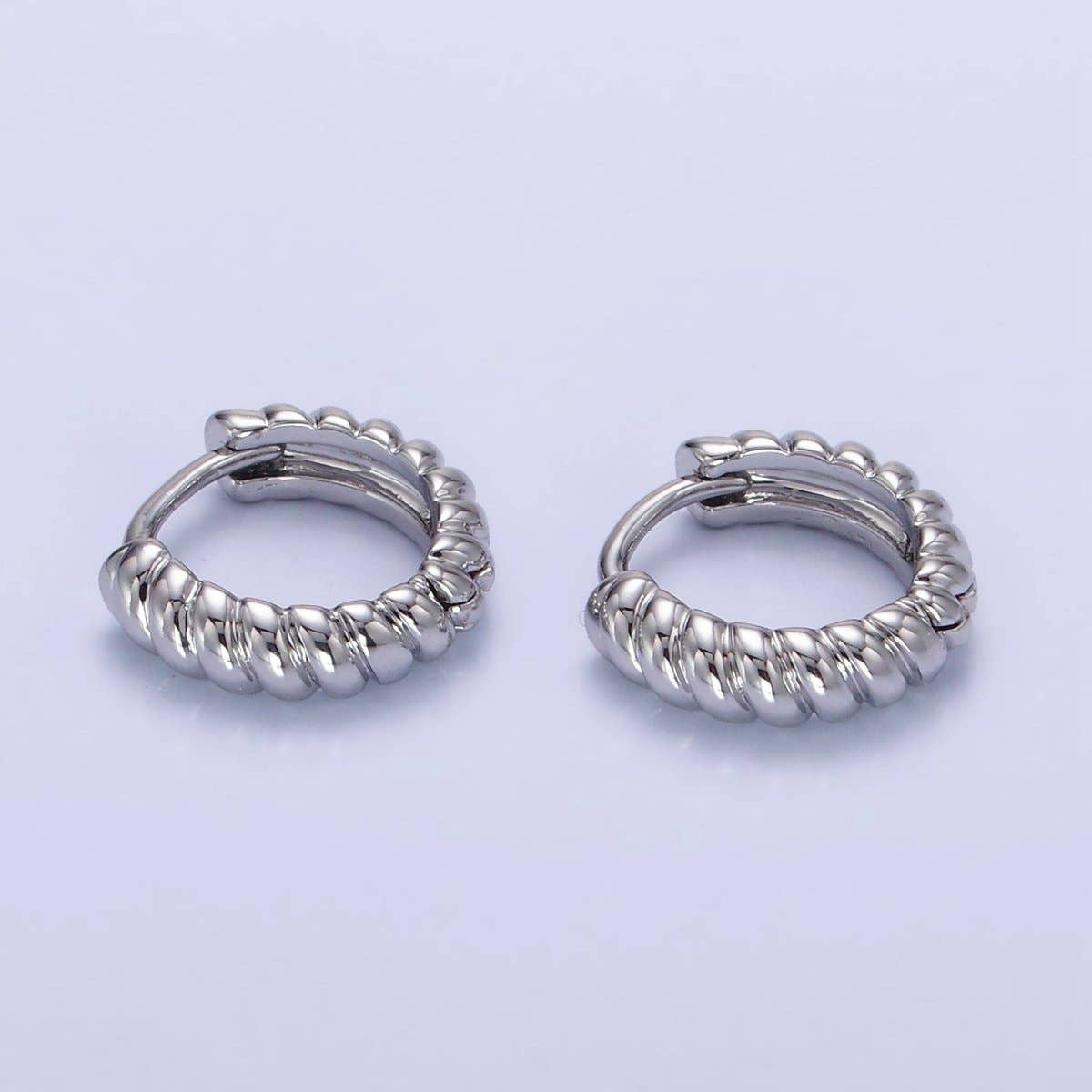 White Gold Filled 12mm Croissant Cartilage Minimalist Huggie Earrings | AB1269