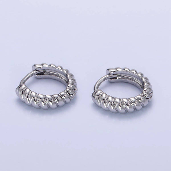 White Gold Filled 12mm Croissant Cartilage Minimalist Huggie Earrings | AB1269