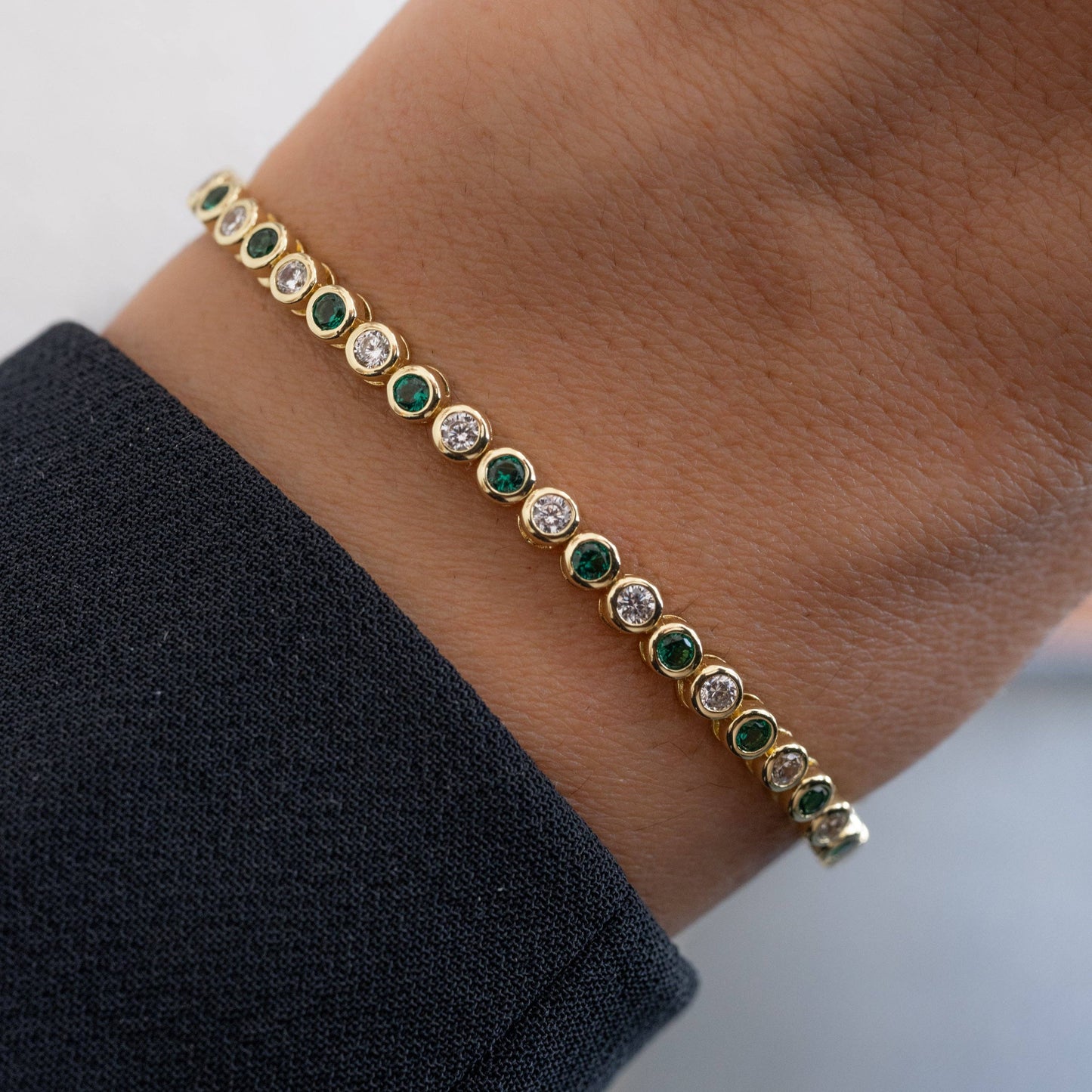 Charlie Emerald & CZ Tennis Bracelet