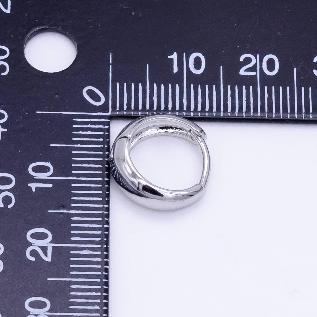 White Gold Filled 13mm Minimalist Dome Huggie Earrings