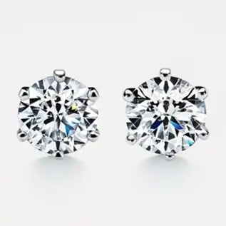 Six-Prong Moissanite Stud Earrings in 925 Sterling Silver
