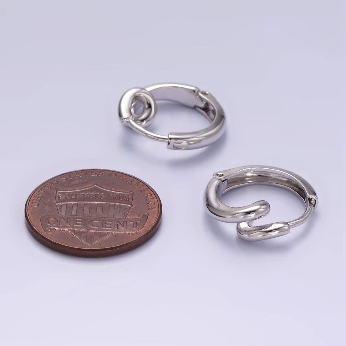 White Gold Filled 15mm Circling Band Minimalist Huggie Earrings | Q276