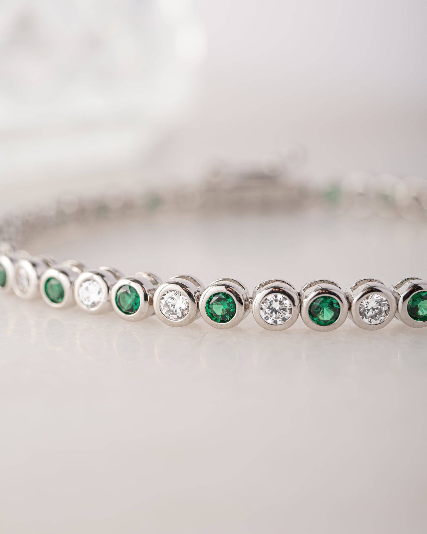 Charlie Emerald & CZ Tennis Bracelet