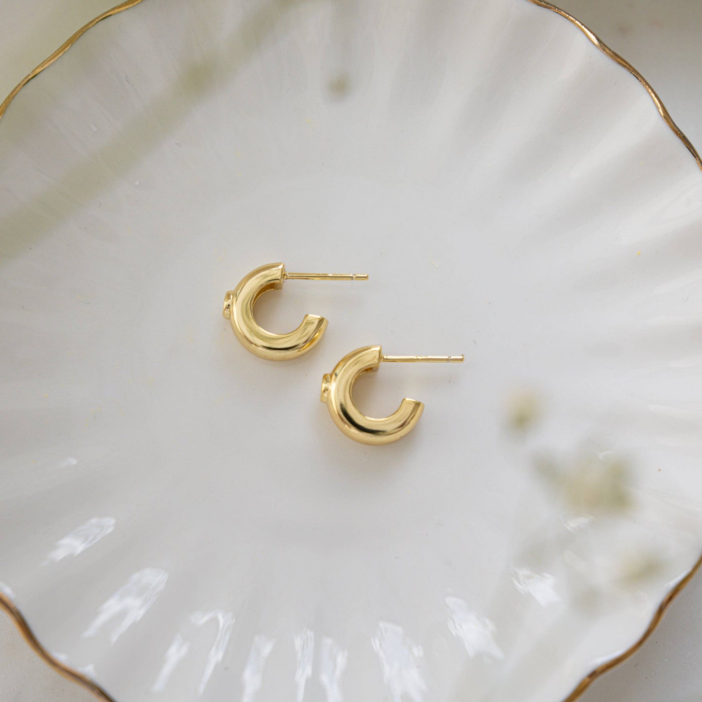 Bezeled Chunky Hoop Earrings