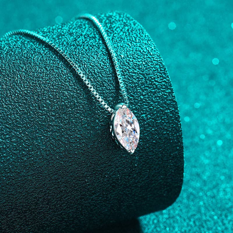 Marquise Moissanite Pendant Necklace in 925 Sterling Silver