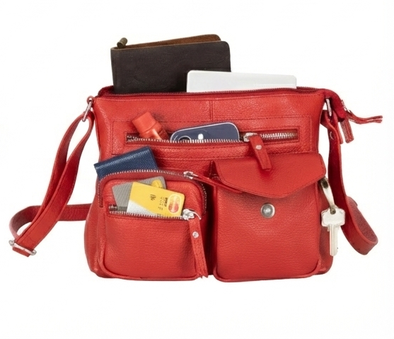 Mila Multi-Pocket Leather Crossbody Bag