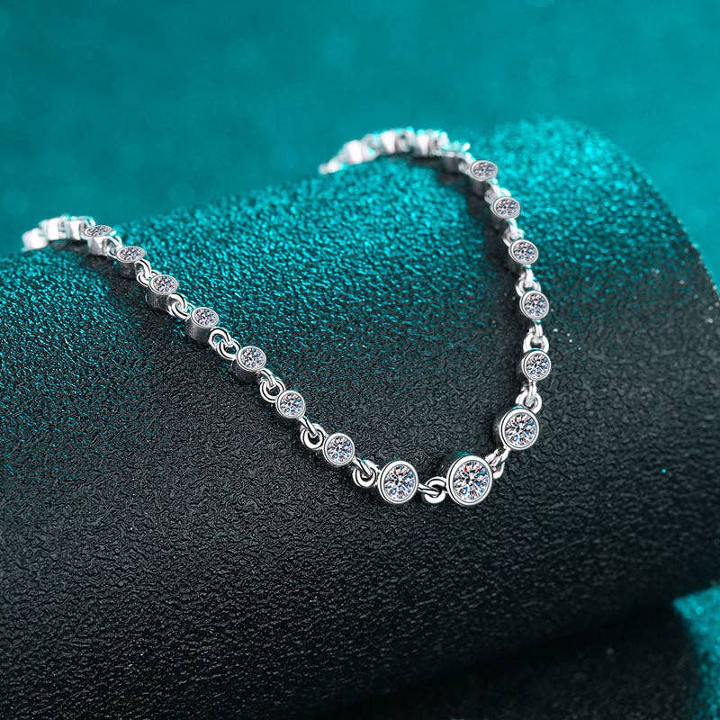 Moissanite Bezel Stacking Bracelet in 925 Sterling Silver