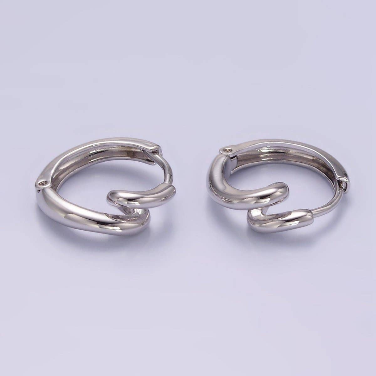 White Gold Filled 15mm Circling Band Minimalist Huggie Earrings | Q276