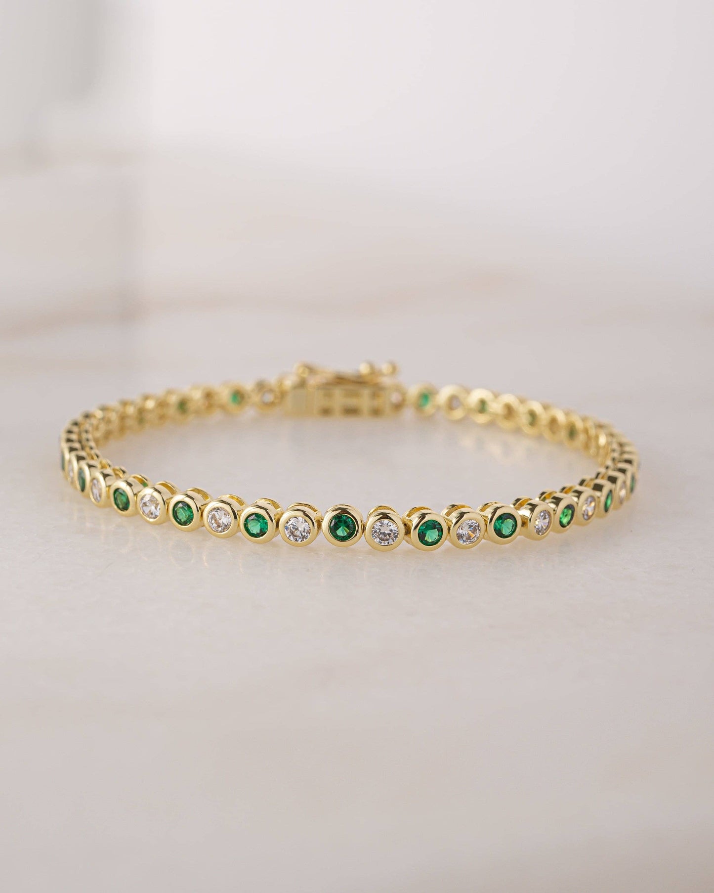 Charlie Emerald & CZ Tennis Bracelet