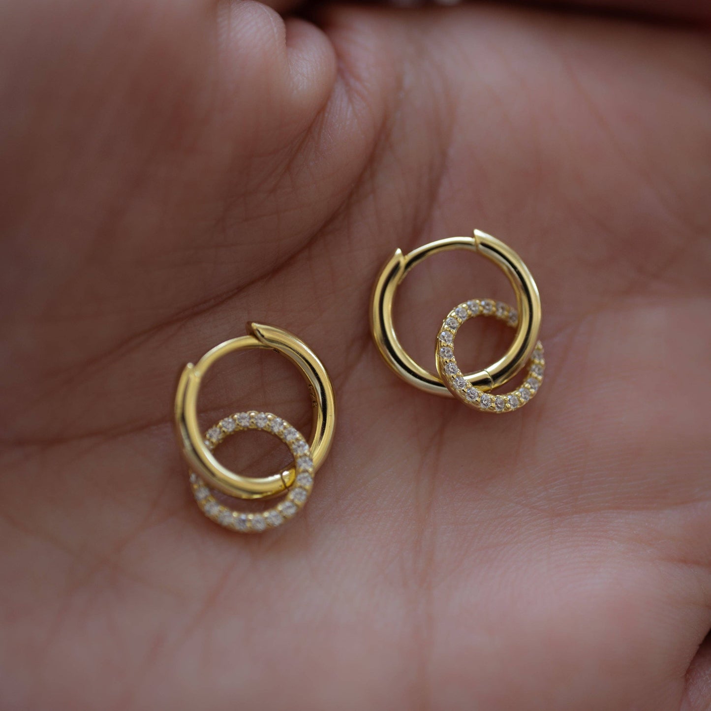 CZ Circle Charm Hoops