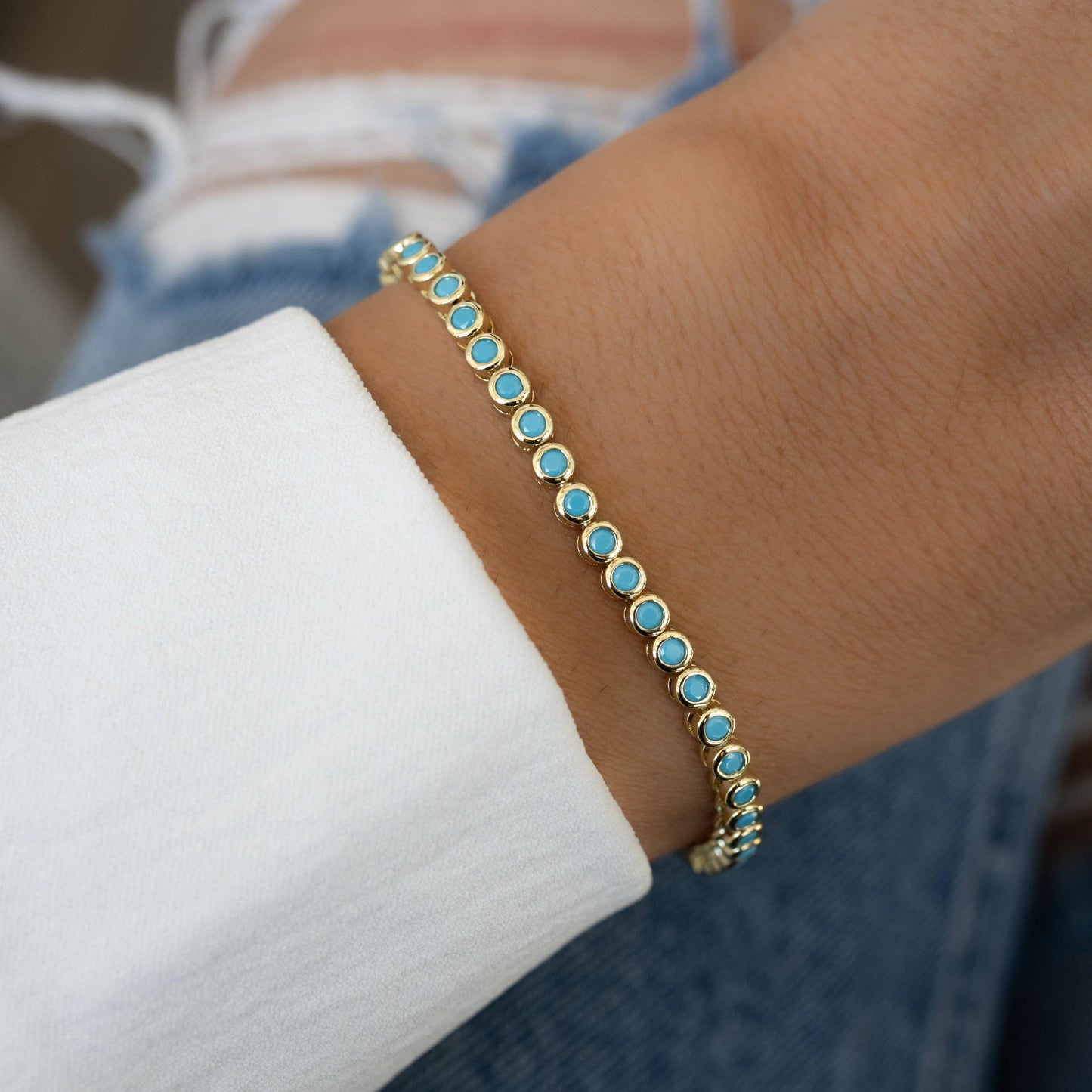Turquoise Bezel Tennis Bracelet
