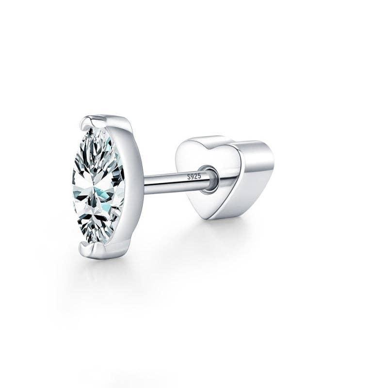 Marquise Moissanite Stud Earrings in 925 Sterling Silver