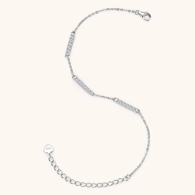 Three Bar Moissanite Chain Bracelet in 925 Sterling Silver