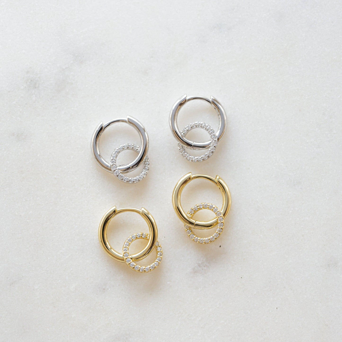 CZ Circle Charm Hoops