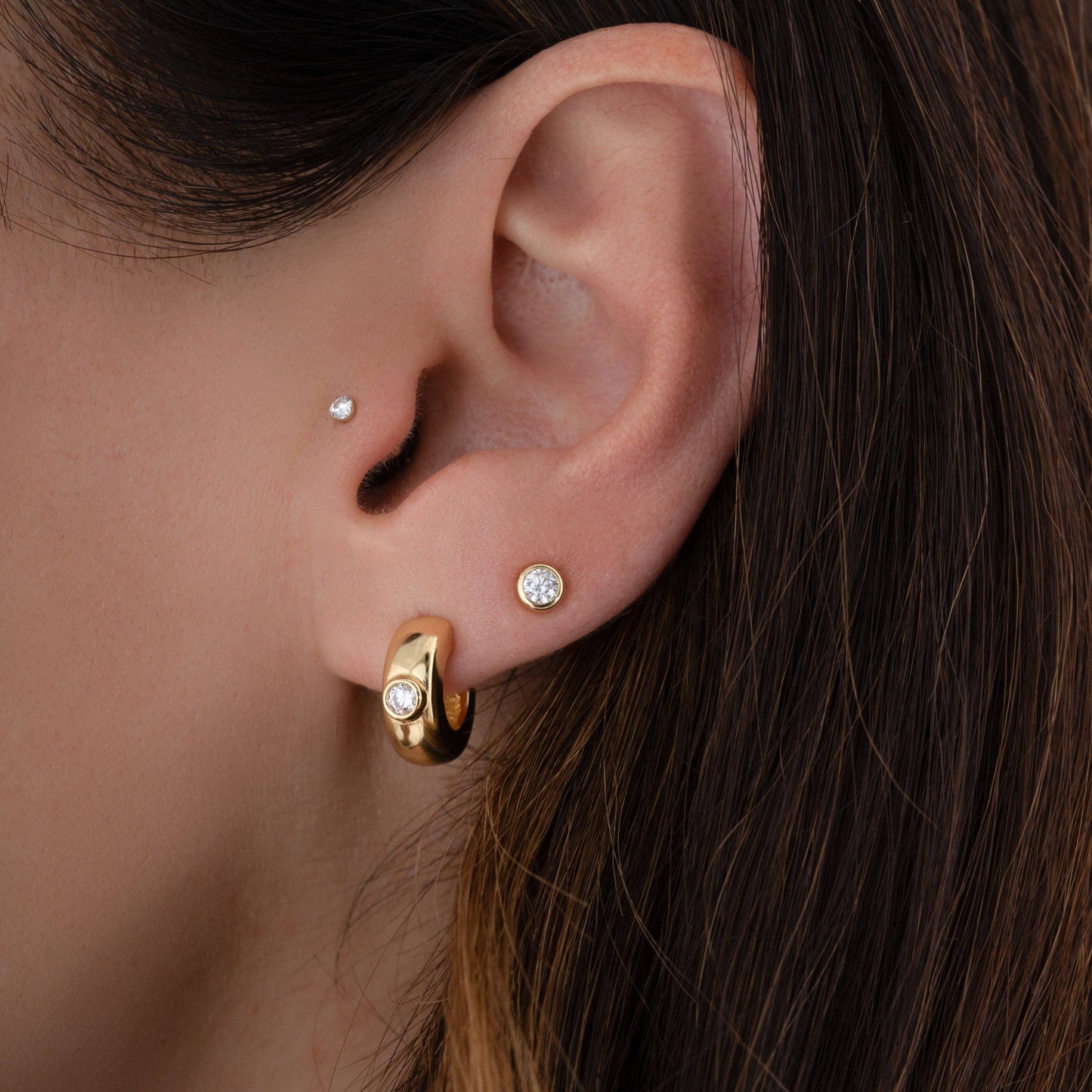 Bezeled Chunky Hoop Earrings
