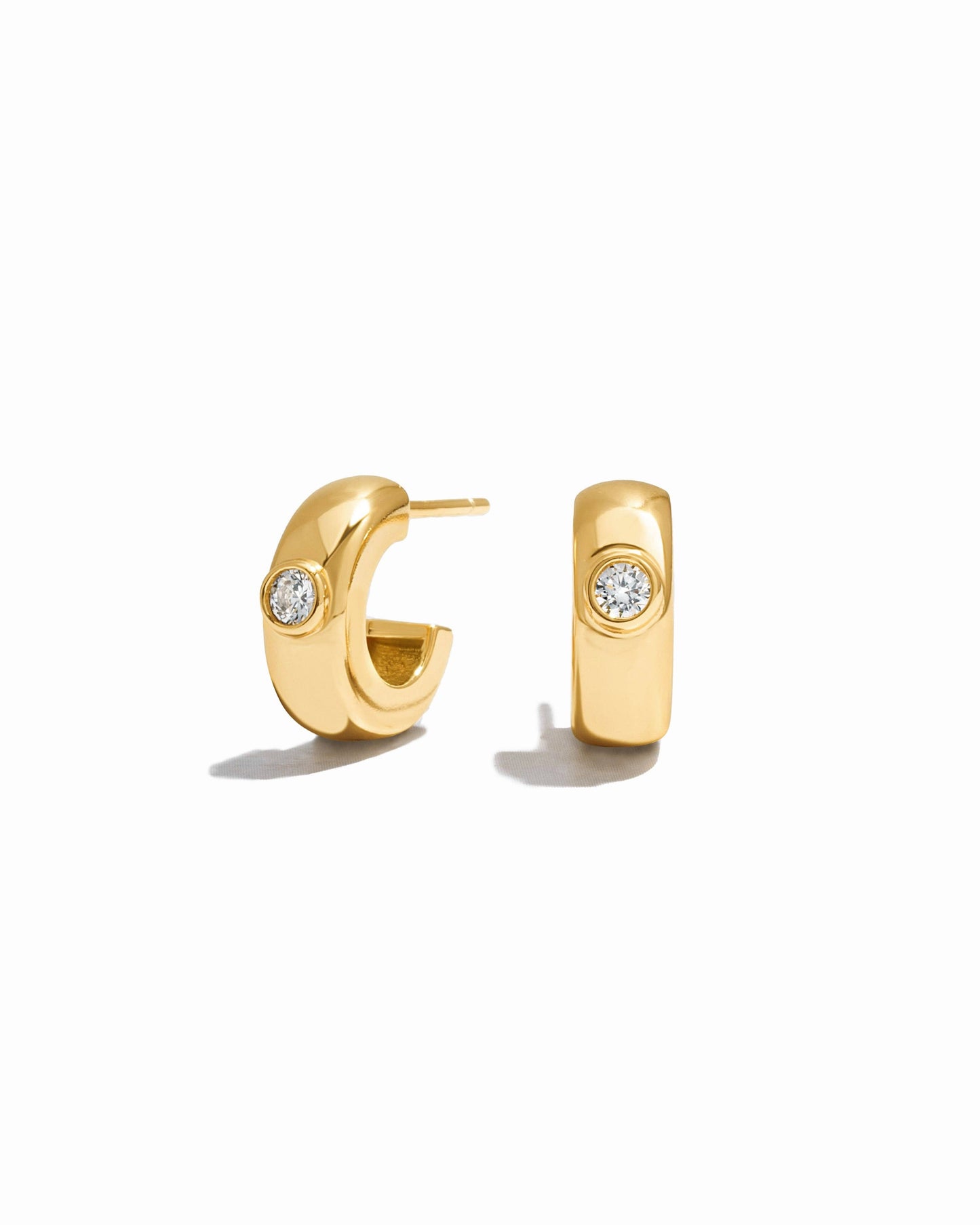 Bezeled Chunky Hoop Earrings