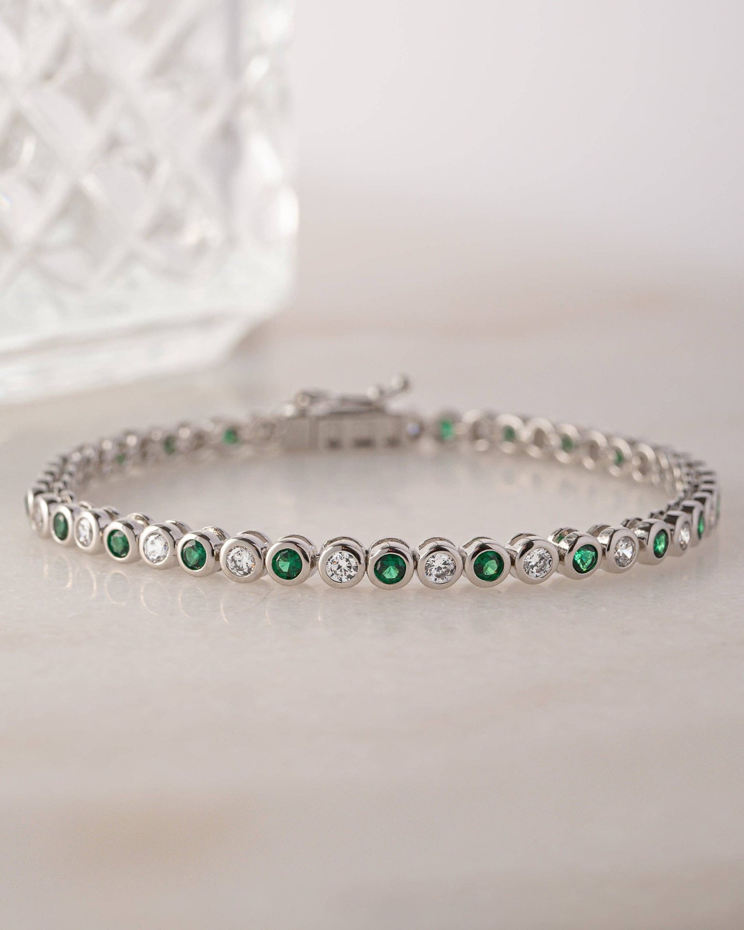 Charlie Emerald & CZ Tennis Bracelet